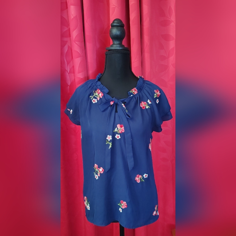 Luna Rae Midnight Blue Floral Top